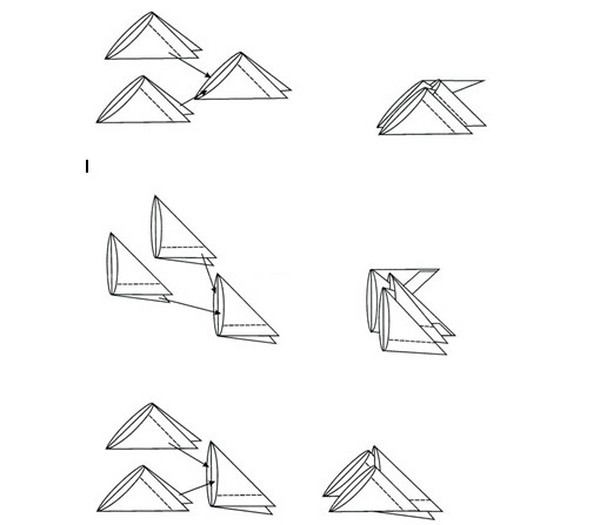Modulární origami: Zvířata - schémata shromáždění