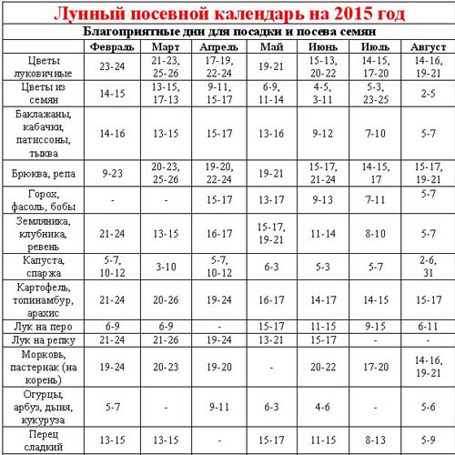 Výsevní kalendář 2015: plánujeme pracovat od ledna do prosince