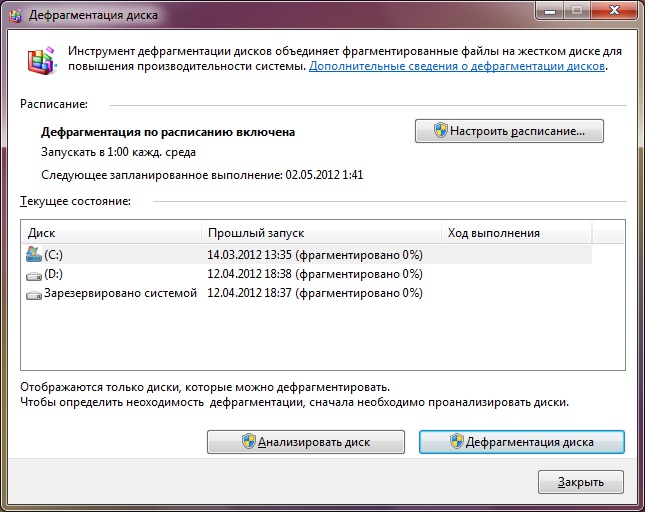 Defragmentace disků v systému Windows 7