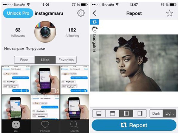 Jak provést repost v aplikaci Instagram