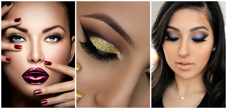 Nádherný make-up pro nový rok 2017 Cock pro modré, zelené a hnědé oči - krok za krokem lekce pro fotografie a video