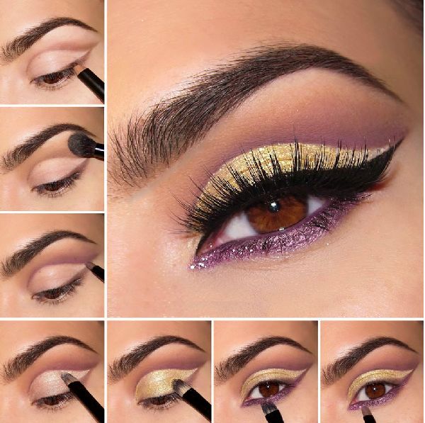 Nádherný make-up pro nový rok 2017 Cock pro modré, zelené a hnědé oči - krok za krokem lekce pro fotografie a video