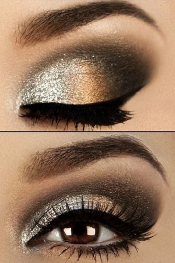 Nádherný make-up pro nový rok 2017 Cock pro modré, zelené a hnědé oči - krok za krokem lekce pro fotografie a video