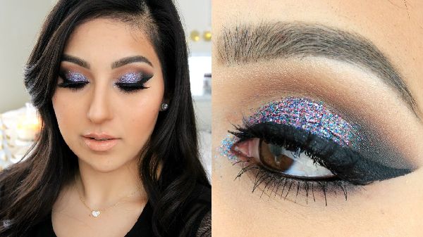 Nádherný make-up pro nový rok 2017 Cock pro modré, zelené a hnědé oči - krok za krokem lekce pro fotografie a video