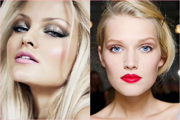 Romantický make-up na datum 14. února pro modré, zelené a hnědé oči