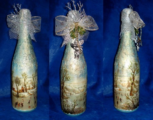 Decoupage šampaňského na Nový rok