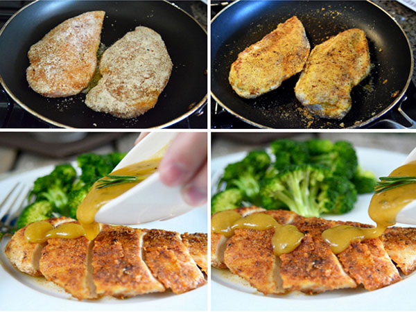 Rychlý recept: kuřecí filet v mandlové pečivo s hořčicí medovou omáčkou