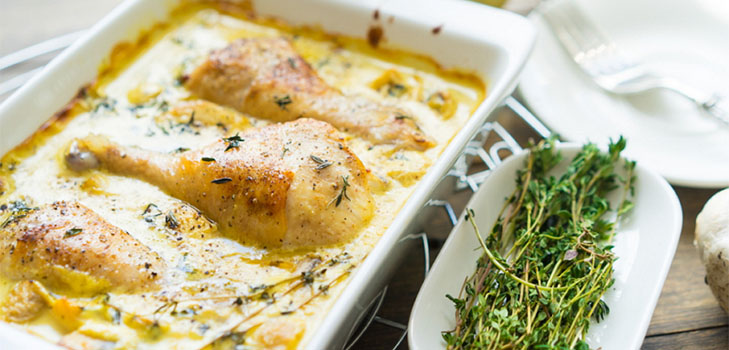 Jednoduchý recept: kuřecí maso s houbami v hořčičné smetanové omáčce