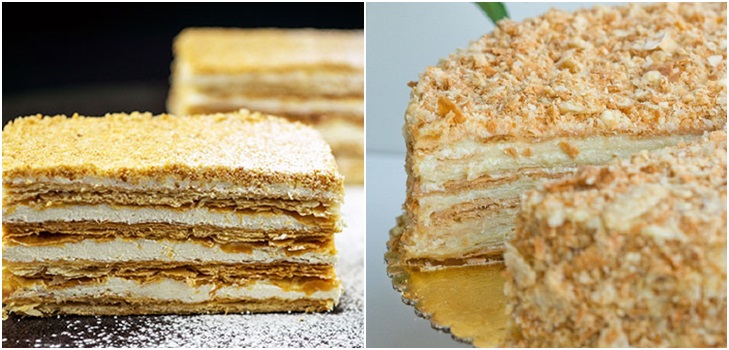 Cake "Napoleon", recepty s fotografií doma: klasické (sovětské), s pudinkem, s kondenzovaným mlékem, z bafetového pečiva